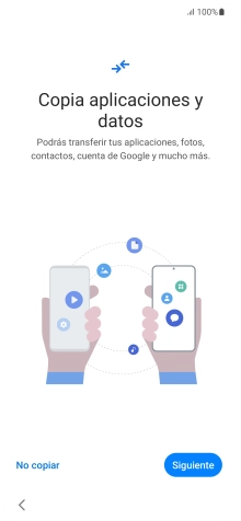 Pulsa No copiar y sigue las indicaciones de la pantalla para finalizar la activación del teléfono. Pulsa No copiar y sigue las indicaciones de la pantalla para finalizar la activación del teléfono.