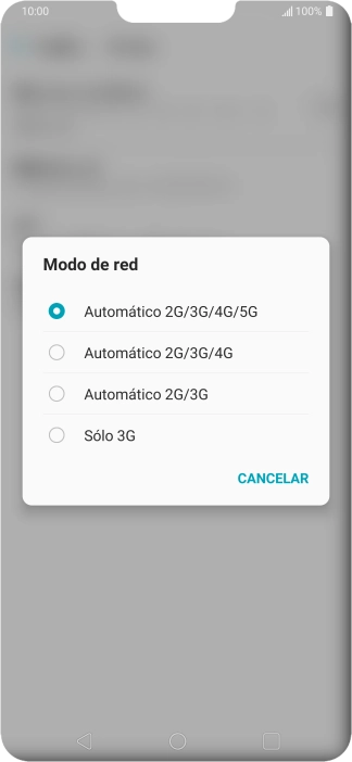 Pulsa el tipo de red deseado.