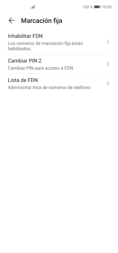 Pulsa Inhabilitar FDN para desactivar la marcación fija.