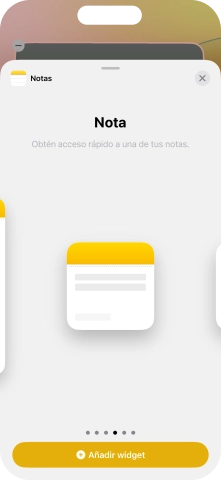 Desliza el dedo hacia la derecha o hacia la izquierda por la pantalla para seleccionar el tamaño de widget deseado.