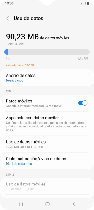 El consumo total de datos se visualiza ahora en la pantalla. El consumo total de datos se visualiza ahora en la pantalla.