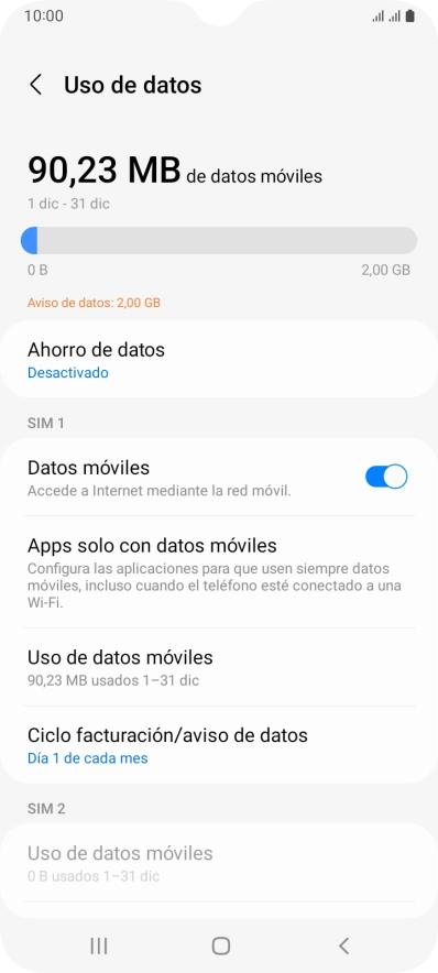 El consumo total de datos se visualiza ahora en la pantalla. El consumo total de datos se visualiza ahora en la pantalla.