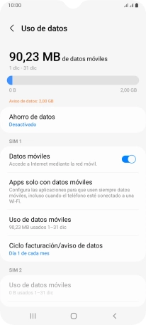 El consumo total de datos se visualiza ahora en la pantalla. El consumo total de datos se visualiza ahora en la pantalla.
