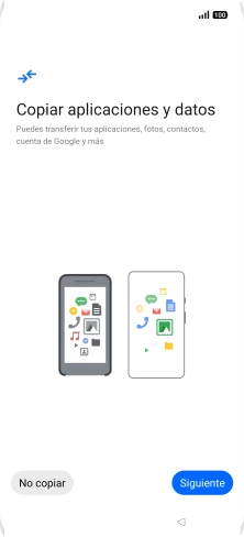 Pulsa No copiar y sigue las indicaciones de la pantalla para finalizar la activación del teléfono. Pulsa No copiar y sigue las indicaciones de la pantalla para finalizar la activación del teléfono.