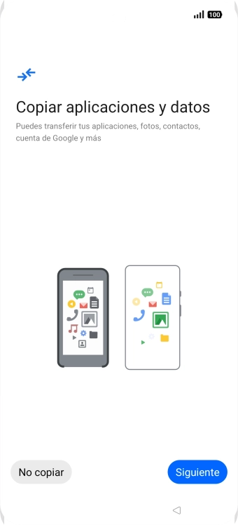 Pulsa No copiar y sigue las indicaciones de la pantalla para finalizar la activación del teléfono. Pulsa No copiar y sigue las indicaciones de la pantalla para finalizar la activación del teléfono.