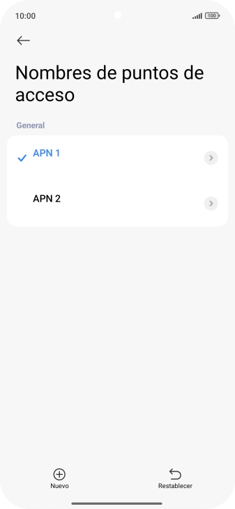 Pulsa la conexión de datos deseada para activarla. Pulsa la conexión de datos deseada para activarla.