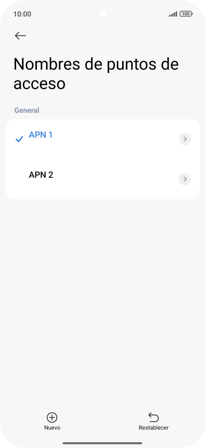 Pulsa la conexión de datos deseada para activarla. Pulsa la conexión de datos deseada para activarla.