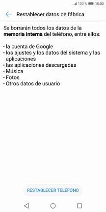 Pulsa RESTABLECER TELÉFONO.
