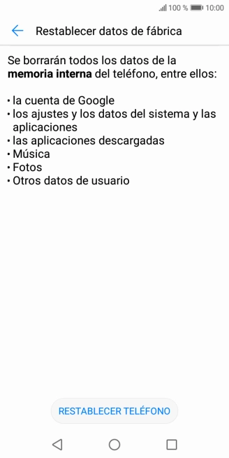 Pulsa RESTABLECER TELÉFONO.