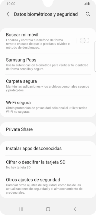 Pulsa Otros ajustes de seguridad. Pulsa Otros ajustes de seguridad.