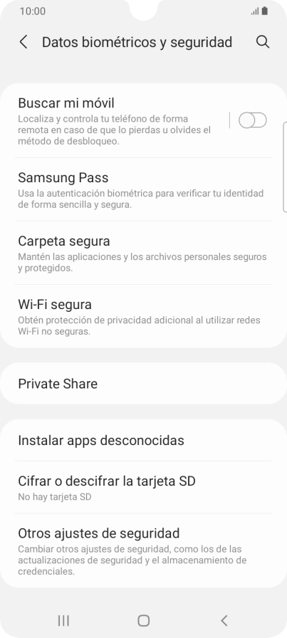 Pulsa Otros ajustes de seguridad. Pulsa Otros ajustes de seguridad.