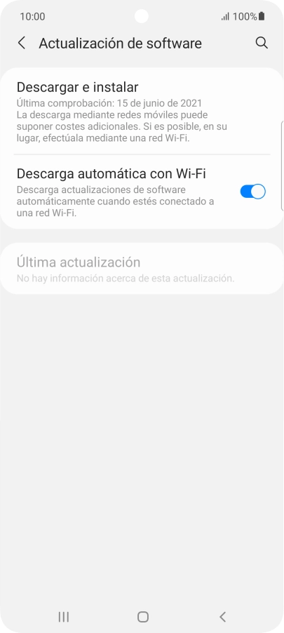 Pulsa Descargar e instalar. Si hay una versión de software nueva disponible, aparecerá ahora en la pantalla. Sigue las indicaciones de la pantalla para actualizar el software del teléfono. Pulsa Descargar e instalar. Si hay una versión de software nueva disponible, aparecerá ahora en la pantalla. Sigue las indicaciones de la pantalla para actualizar el software del teléfono.