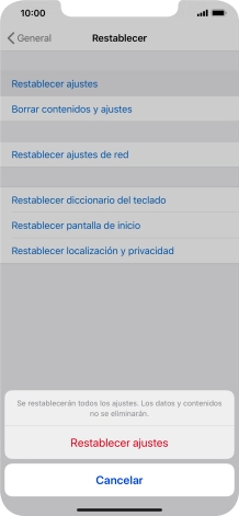 Pulsa Restablecer ajustes. Pulsa Restablecer ajustes.