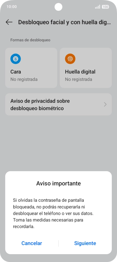 Pulsa Siguiente y sigue las indicaciones de la pantalla para crear un código de seguridad del teléfono adicional. Pulsa Siguiente y sigue las indicaciones de la pantalla para crear un código de seguridad del teléfono adicional.