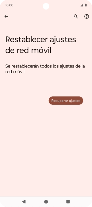 Pulsa Recuperar ajustes. Pulsa Recuperar ajustes.
