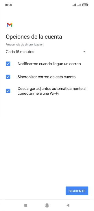 Si aparece en la pantalla esta imagen, tu cuenta de correo electrónico ha sido reconocida y configurada automáticamente. Sigue las indicaciones de la pantalla para introducir más información y terminar la configuración.