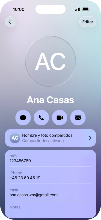 Pulsa Nombre y foto compartidos.