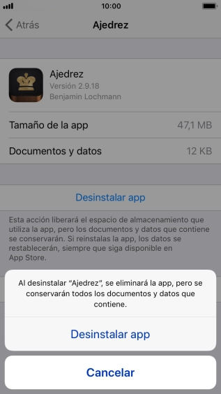 Pulsa Desinstalar app. Pulsa Desinstalar app.
