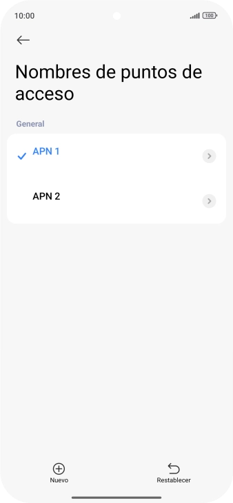 Pulsa la conexión de datos deseada para activarla.