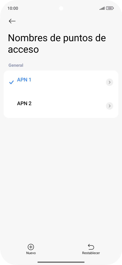 Pulsa la conexión de datos deseada para activarla.