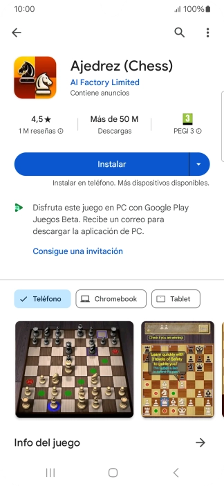 Pulsa Instalar y sigue las indicaciones de la pantalla para instalar la app. Pulsa Instalar y sigue las indicaciones de la pantalla para instalar la app.