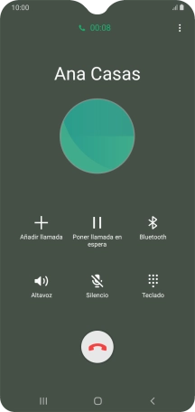 Pulsa el icono de finalizar llamada. Pulsa el icono de finalizar llamada.