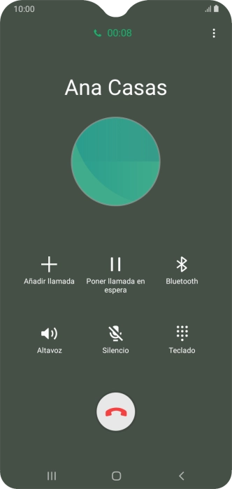 Pulsa el icono de finalizar llamada. Pulsa el icono de finalizar llamada.