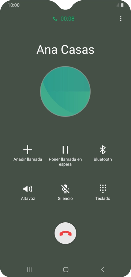 Pulsa el icono de finalizar llamada. Pulsa el icono de finalizar llamada.