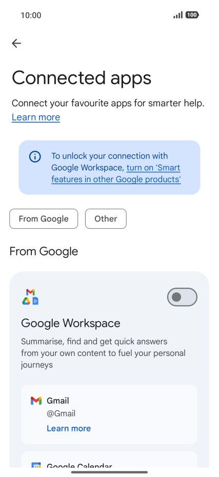 Press the indicator next to the required extension to turn on the function.
