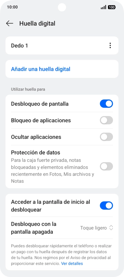Pulsa los indicadores para activar o desactivar los ajustes deseados. Pulsa los indicadores para activar o desactivar los ajustes deseados.