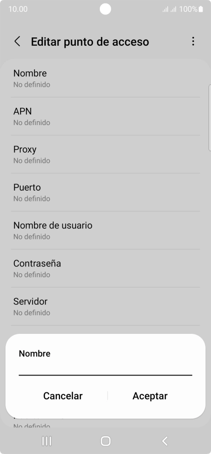 Introduce Vodafone Internet y pulsa Aceptar.