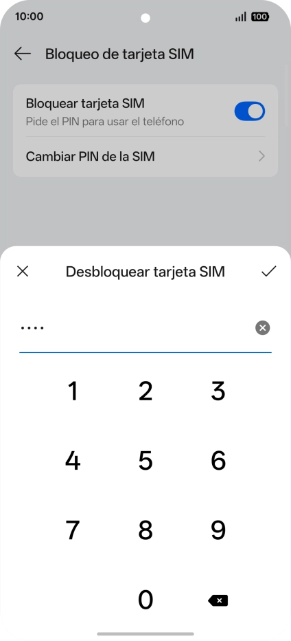 Introduce el código PIN y pulsa el icono de aceptar. Introduce el código PIN y pulsa el icono de aceptar.