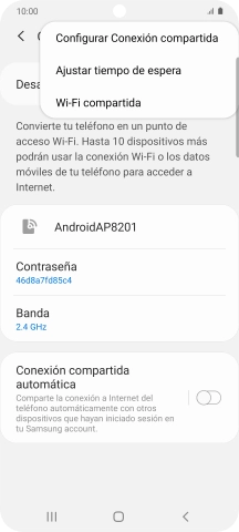 Pulsa Configurar Conexión compartida. Pulsa Configurar Conexión compartida.