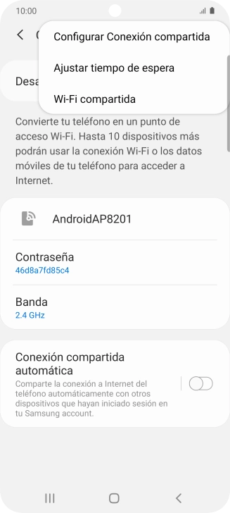 Pulsa Configurar Conexión compartida. Pulsa Configurar Conexión compartida.