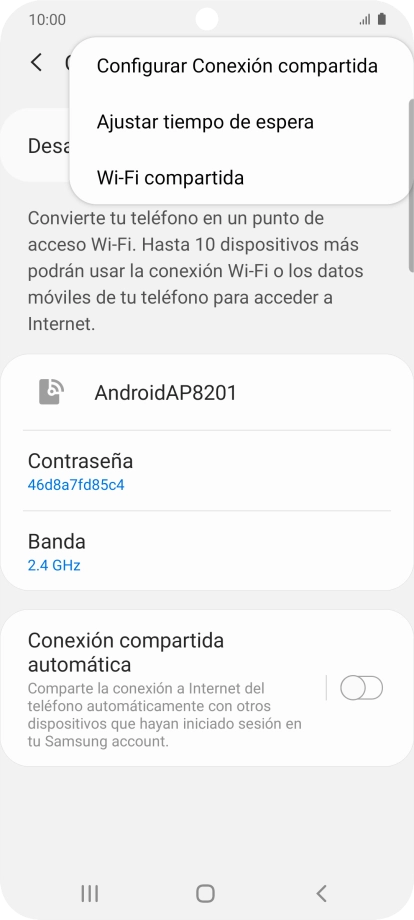 Pulsa Configurar Conexión compartida. Pulsa Configurar Conexión compartida.