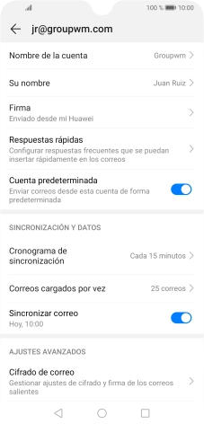Pulsa Nombre de la cuenta e introduce el nombre de la cuenta de correo electrónico.