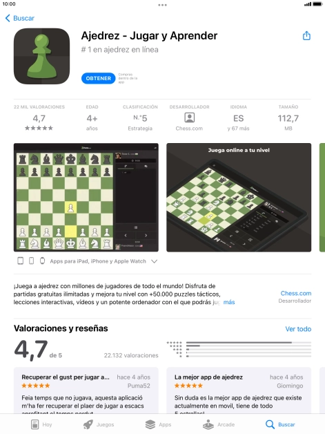 Pulsa OBTENER y sigue las indicaciones de la pantalla para instalar la app. Pulsa OBTENER y sigue las indicaciones de la pantalla para instalar la app.