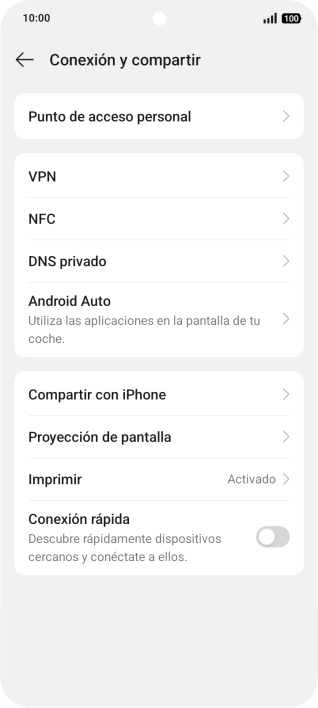 Pulsa Punto de acceso personal. Pulsa Punto de acceso personal.