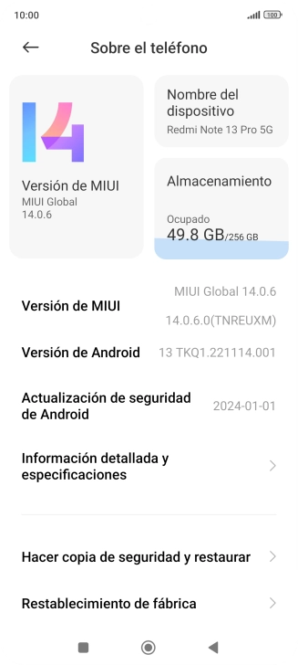 Pulsa Versión de MIUI. Si hay una versión de software nueva disponible, aparecerá ahora en la pantalla. Sigue las indicaciones de la pantalla para actualizar el software del teléfono.
