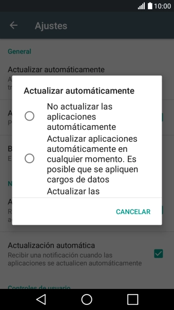 Pulsa No actualizar las aplicaciones automáticamente para desactivar la función. Pulsa No actualizar las aplicaciones automáticamente para desactivar la función.