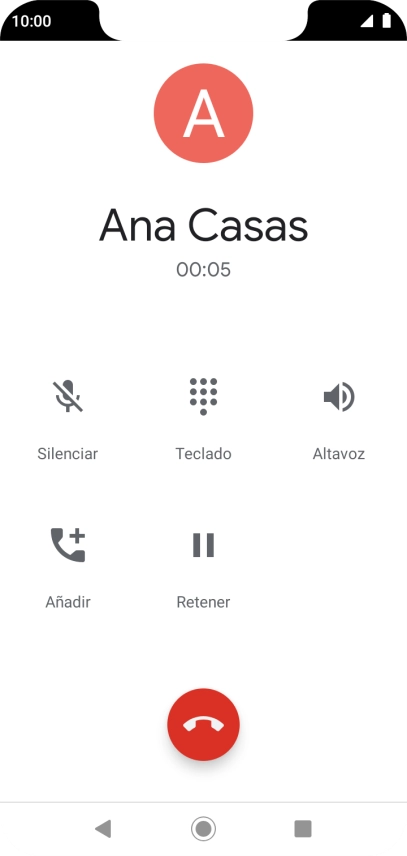 Pulsa el icono de finalizar llamada.