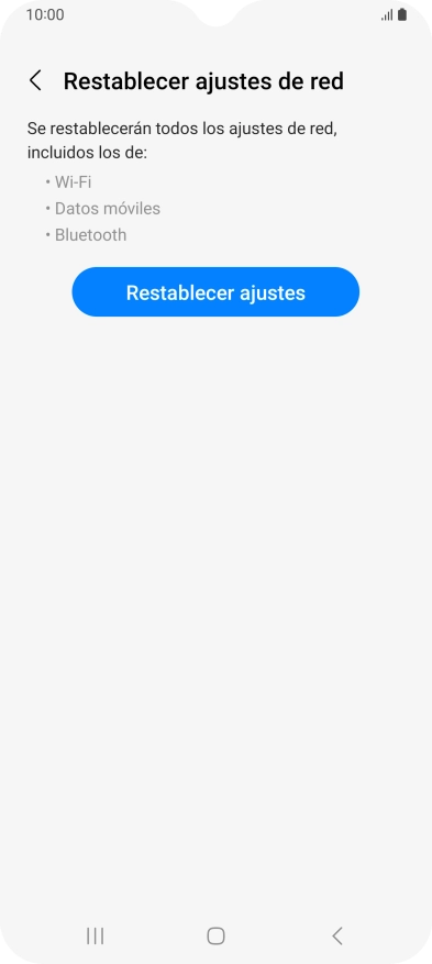 Pulsa Restablecer ajustes. Pulsa Restablecer ajustes.