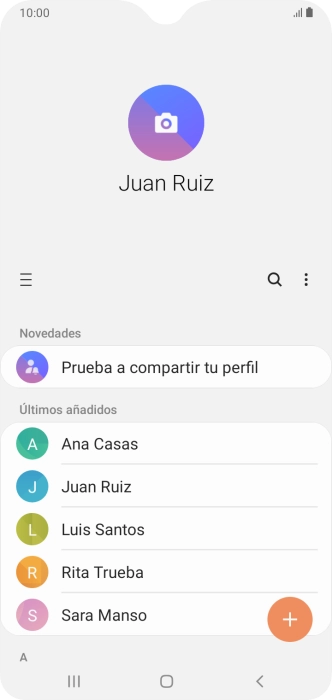 Pulsa el icono de nuevo contacto. Pulsa el icono de nuevo contacto.