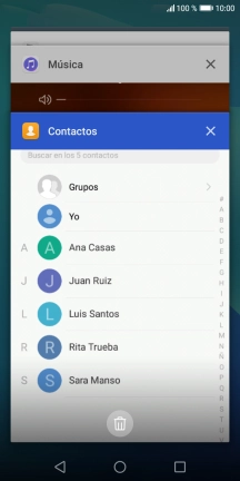 Para cerrar una sola aplicación en ejecución, desliza el dedo hacia la derecha sobre la aplicación deseada. Para cerrar una sola aplicación en ejecución, desliza el dedo hacia la derecha sobre la aplicación deseada.