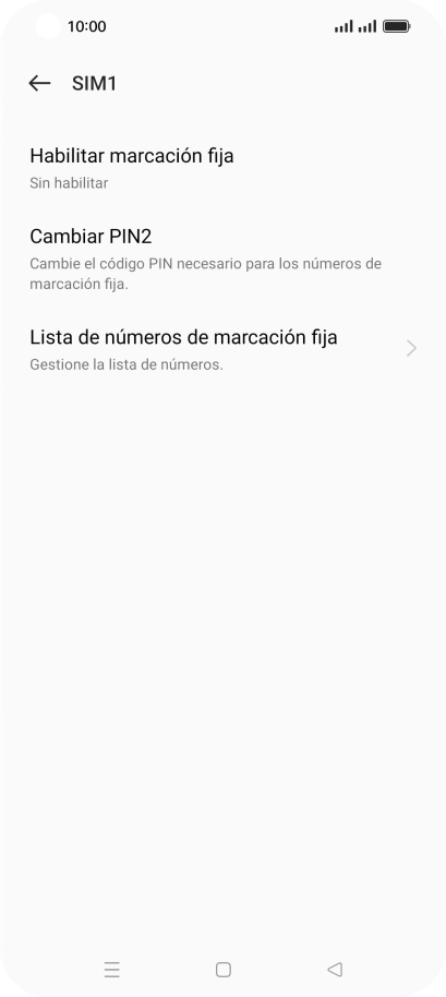 Pulsa Habilitar marcación fija. Pulsa Habilitar marcación fija.