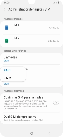 Pulsa la tarjeta SIM deseada. Pulsa la tarjeta SIM deseada.