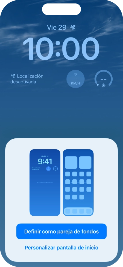 Si deseas utilizar el mismo tema de color en la pantalla de inicio, pulsa Definir como pareja de fondos. Si deseas utilizar el mismo tema de color en la pantalla de inicio, pulsa Definir como pareja de fondos.