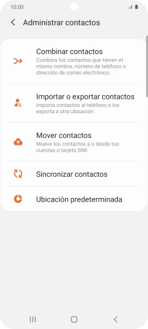 Pulsa Importar o exportar contactos. Pulsa Importar o exportar contactos.