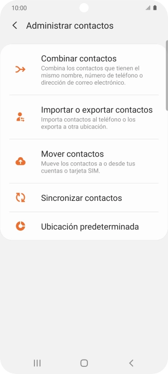 Pulsa Importar o exportar contactos. Pulsa Importar o exportar contactos.