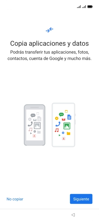 Puedes transferir el contenido de otro teléfono cuando activas tu teléfono por primera vez y cuando lo has restablecido. Cuando aparezca en la pantalla del teléfono esta imagen, ya está listo para la transmisión del contenido del otro teléfono. Puedes transferir el contenido de otro teléfono cuando activas tu teléfono por primera vez y cuando lo has restablecido. Cuando aparezca en la pantalla del teléfono esta imagen, ya está listo para la transmisión del contenido del otro teléfono.